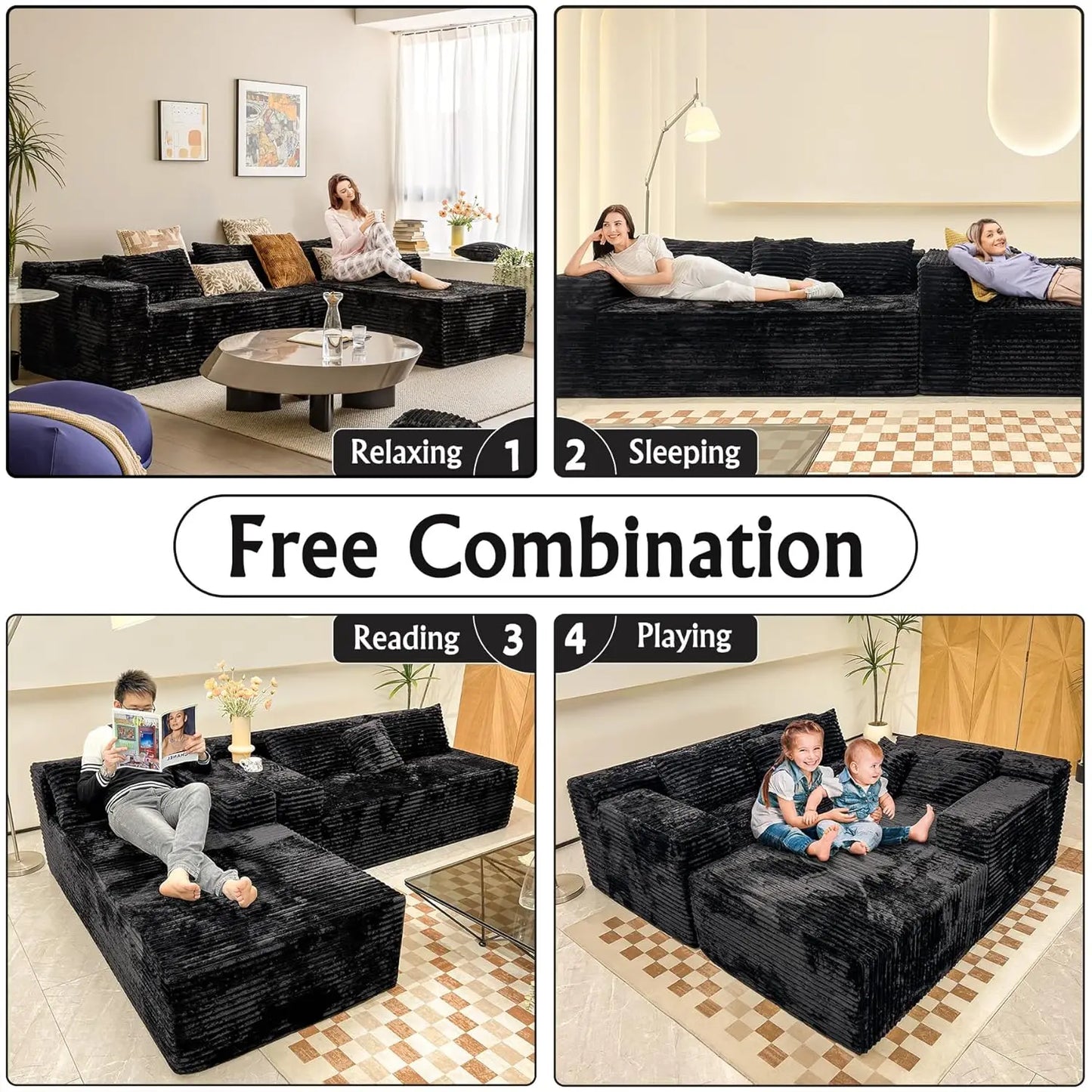 Oak & Theory - Boneless Cloud Sectional Couch with L-Shape Chaise